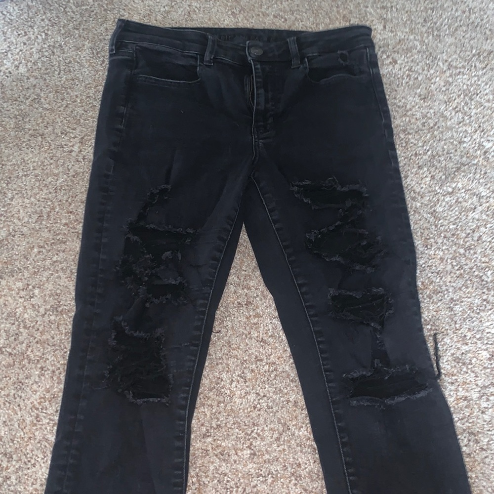 American eagle distressed black jegging